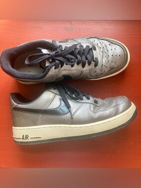 Nike Air Force 1 Low Metallic Pewter Black 315115-007 Shoes Womens US Size 9.5